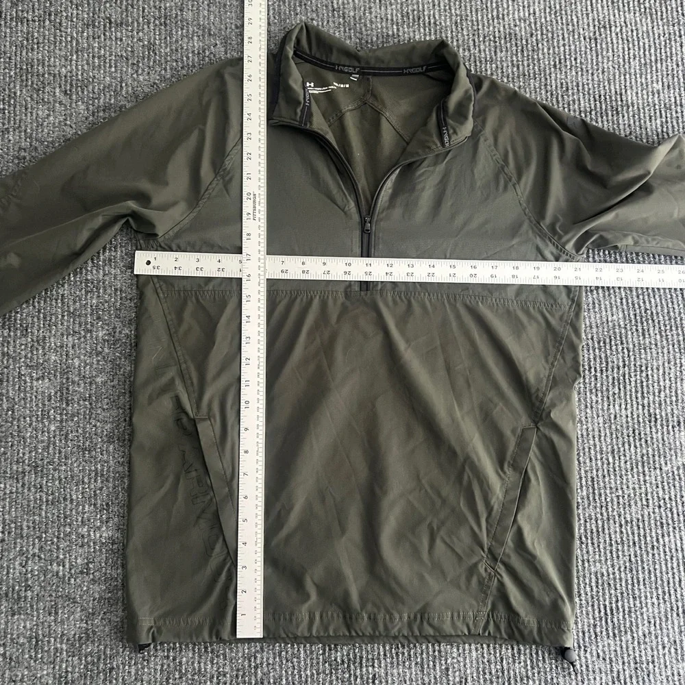 Under Armour Men's Large Storm Golf Windbreaker Olive Green 1/4 Zip Pullover